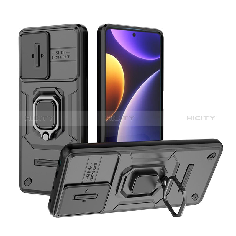 Custodia Silicone e Plastica Opaca Cover con Magnetico Anello Supporto K1C per Xiaomi Redmi Note 12 Turbo 5G