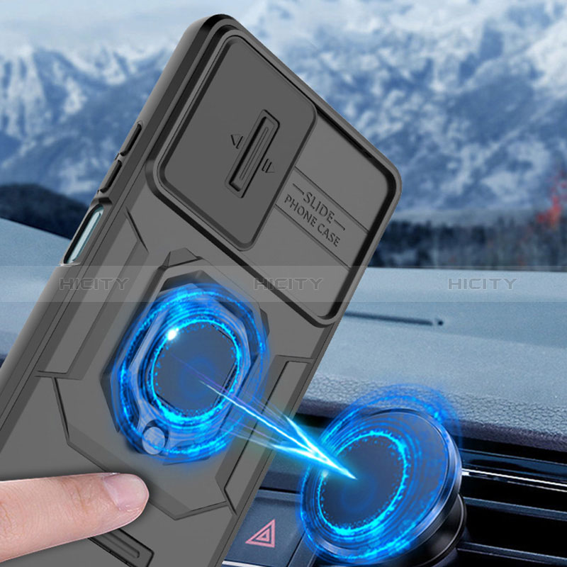 Custodia Silicone e Plastica Opaca Cover con Magnetico Anello Supporto K1C per Xiaomi Redmi Note 12 Turbo 5G