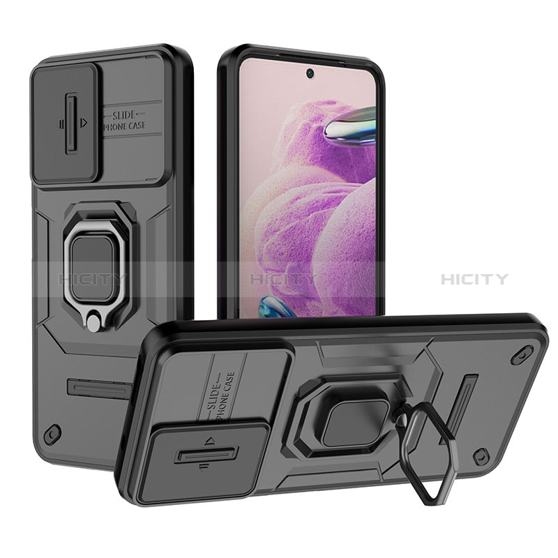 Custodia Silicone e Plastica Opaca Cover con Magnetico Anello Supporto K1C per Xiaomi Redmi Note 12S