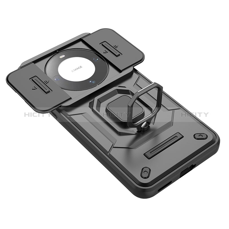 Custodia Silicone e Plastica Opaca Cover con Magnetico Anello Supporto K2C per Huawei Mate 60 Pro