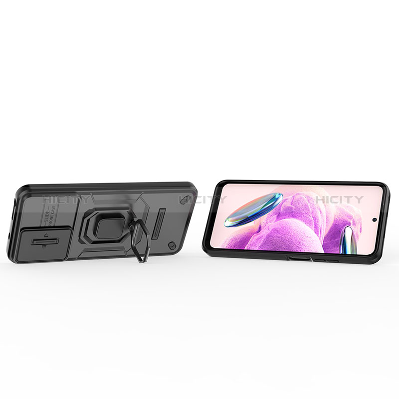 Custodia Silicone e Plastica Opaca Cover con Magnetico Anello Supporto K2C per Xiaomi Redmi Note 12S