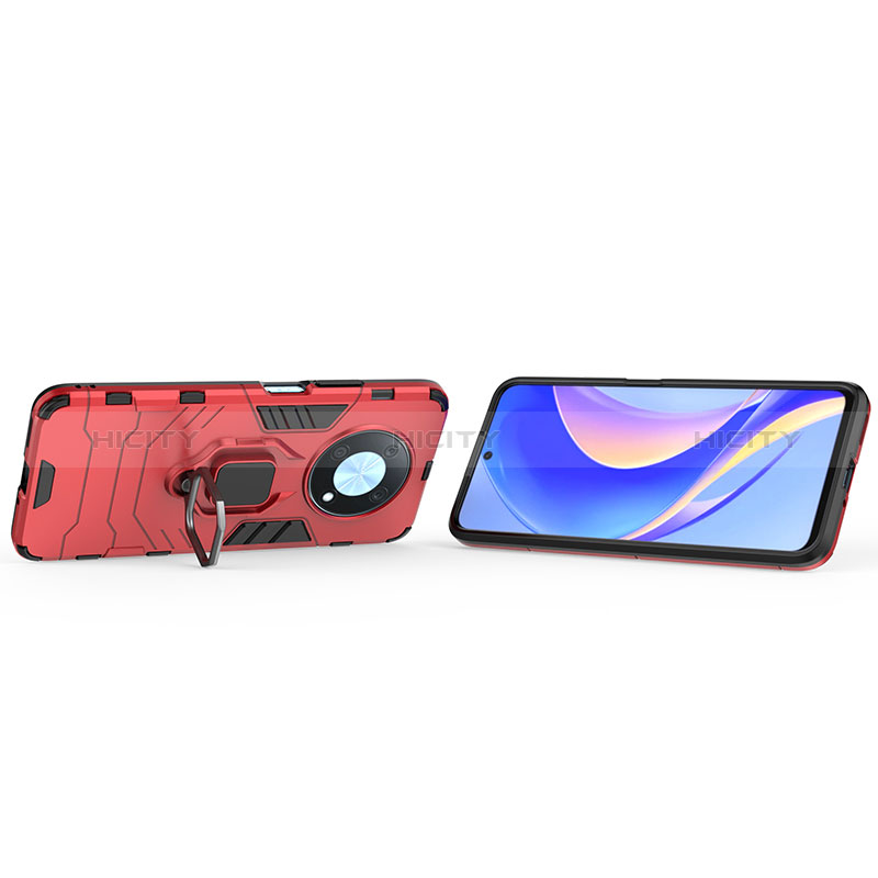 Custodia Silicone e Plastica Opaca Cover con Magnetico Anello Supporto KC1 per Huawei Enjoy 50 Pro