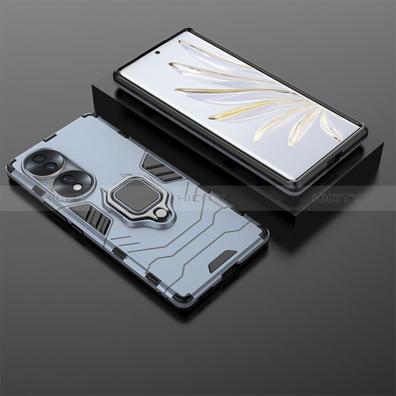 Custodia Silicone e Plastica Opaca Cover con Magnetico Anello Supporto KC1 per Huawei Honor 70 5G