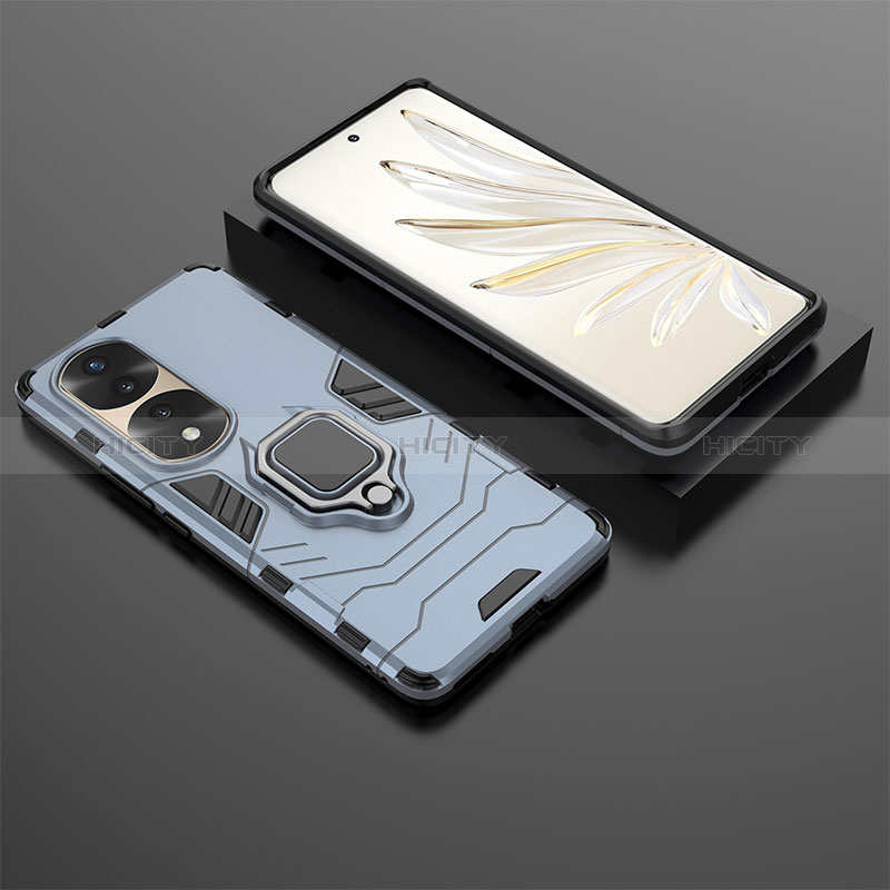 Custodia Silicone e Plastica Opaca Cover con Magnetico Anello Supporto KC1 per Huawei Honor 70 Pro 5G