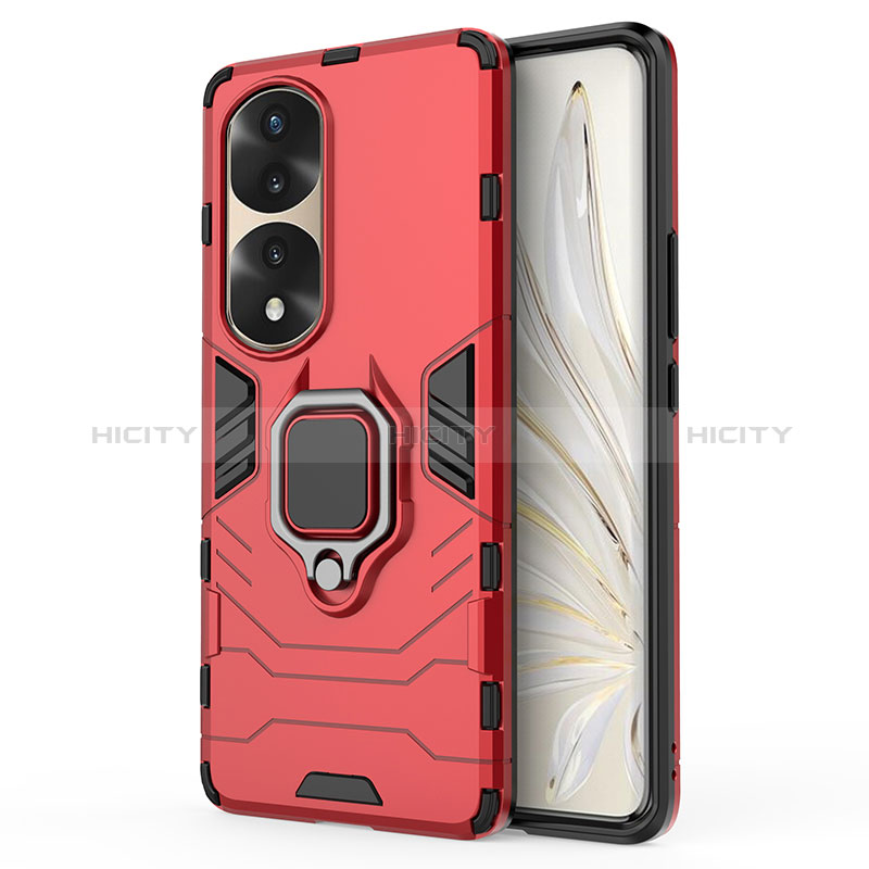 Custodia Silicone e Plastica Opaca Cover con Magnetico Anello Supporto KC1 per Huawei Honor 70 Pro 5G