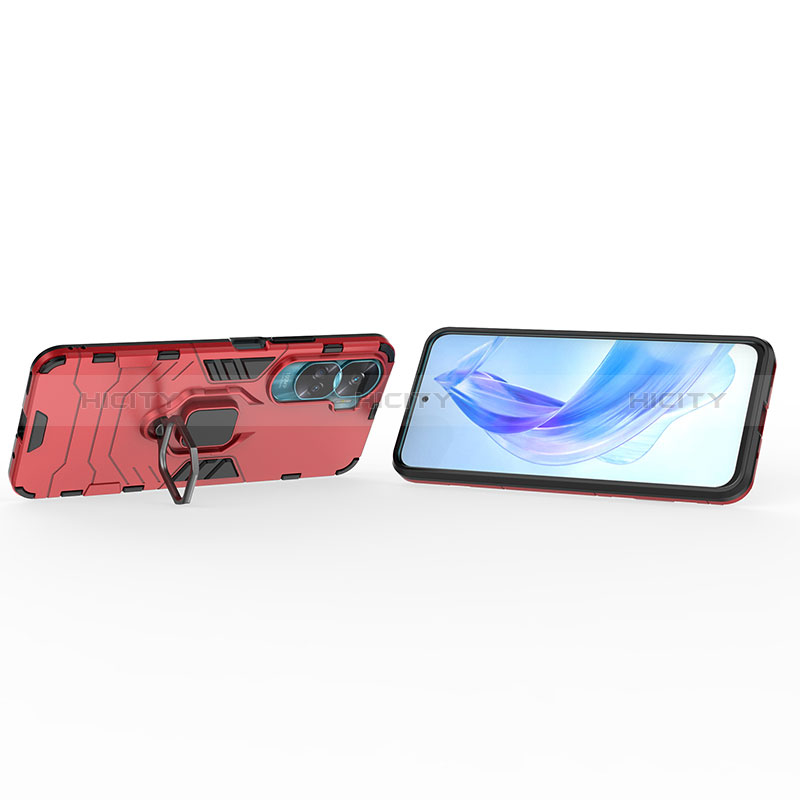 Custodia Silicone e Plastica Opaca Cover con Magnetico Anello Supporto KC1 per Huawei Honor 90 Lite 5G