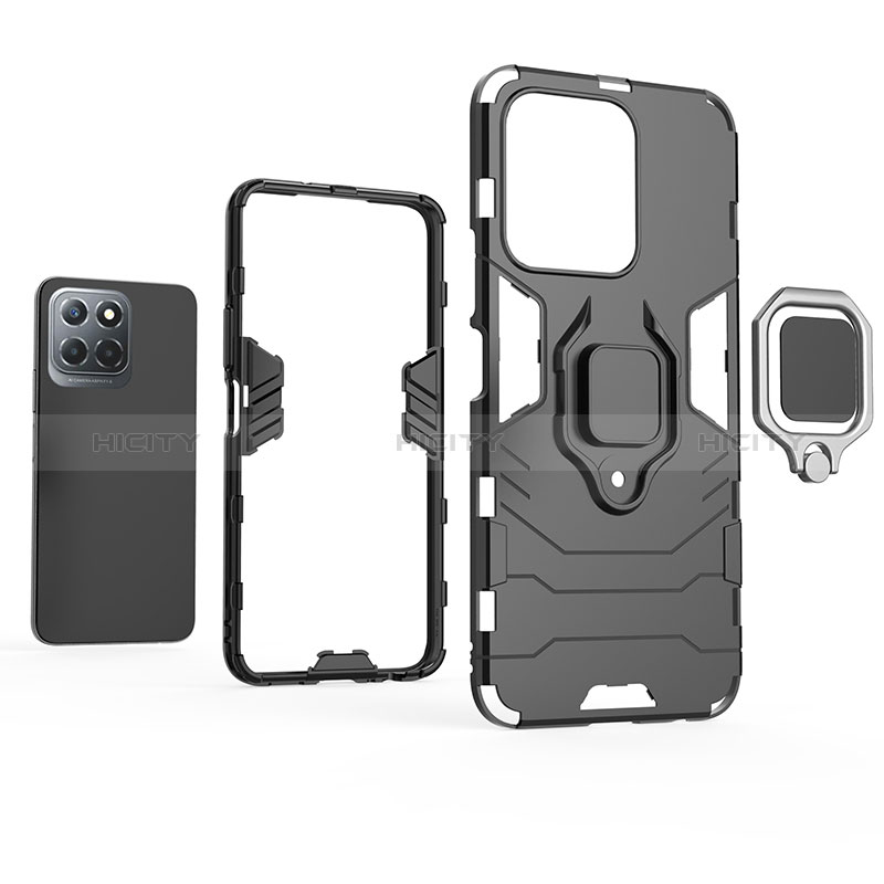 Custodia Silicone e Plastica Opaca Cover con Magnetico Anello Supporto KC1 per Huawei Honor X8 5G