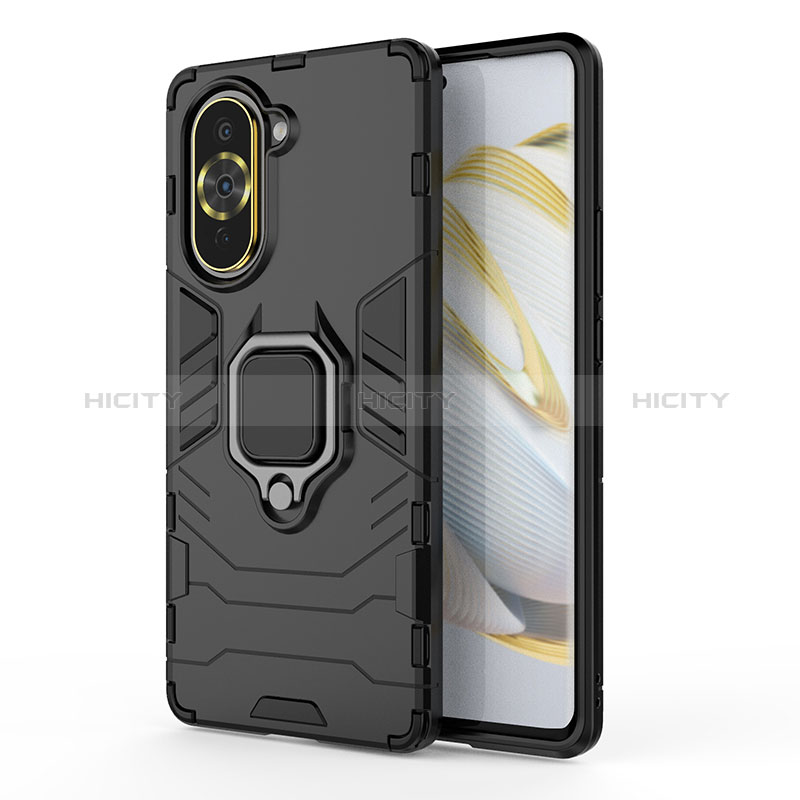 Custodia Silicone e Plastica Opaca Cover con Magnetico Anello Supporto KC1 per Huawei Nova 10