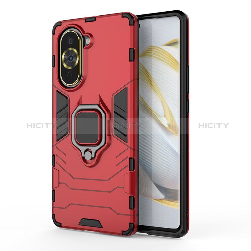 Custodia Silicone e Plastica Opaca Cover con Magnetico Anello Supporto KC1 per Huawei Nova 10