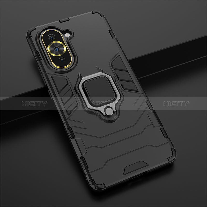 Custodia Silicone e Plastica Opaca Cover con Magnetico Anello Supporto KC1 per Huawei Nova 10