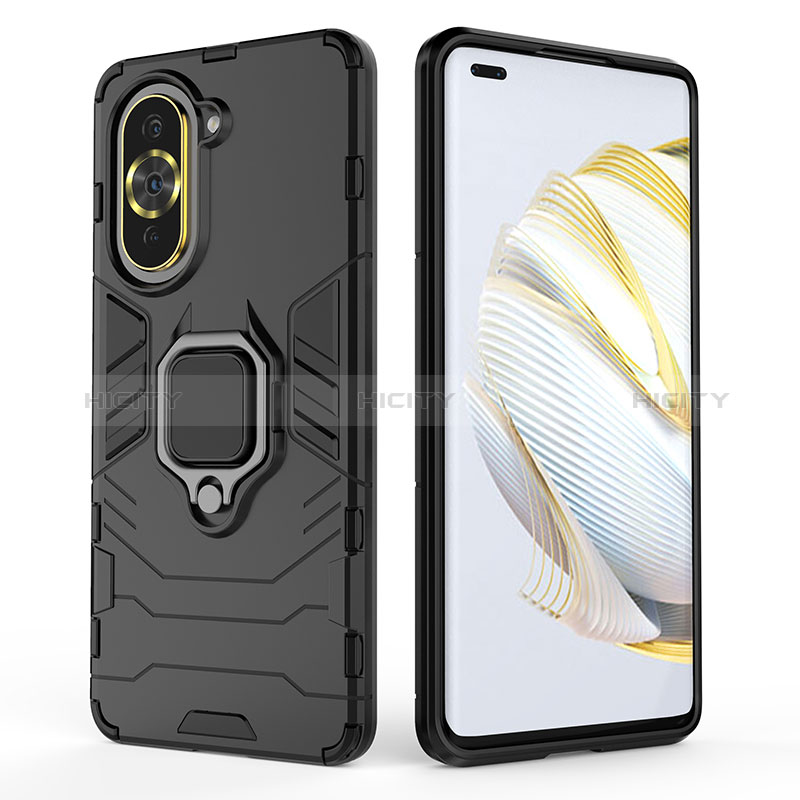 Custodia Silicone e Plastica Opaca Cover con Magnetico Anello Supporto KC1 per Huawei Nova 10 Pro