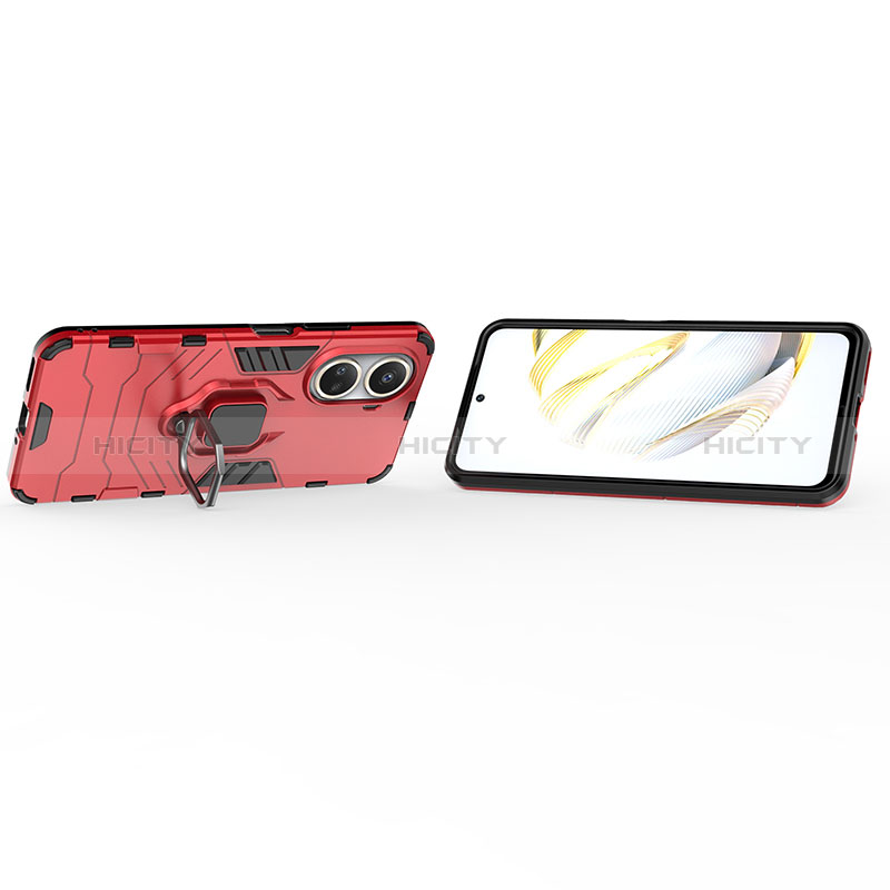 Custodia Silicone e Plastica Opaca Cover con Magnetico Anello Supporto KC1 per Huawei Nova 10 SE