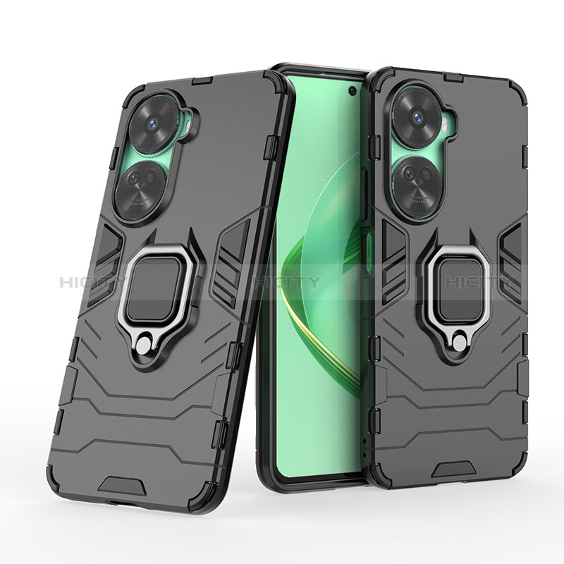 Custodia Silicone e Plastica Opaca Cover con Magnetico Anello Supporto KC1 per Huawei Nova 11 SE