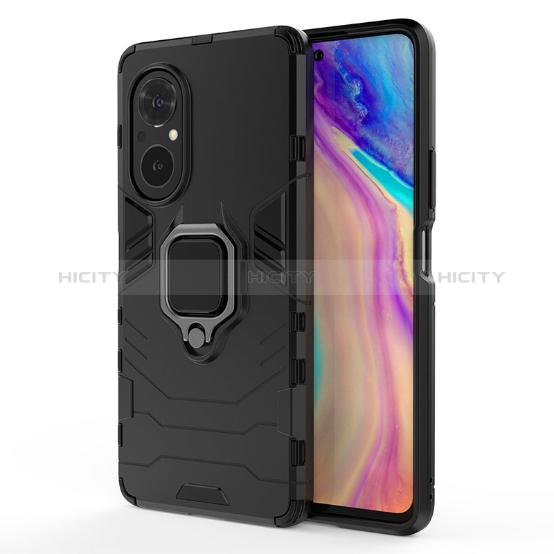 Custodia Silicone e Plastica Opaca Cover con Magnetico Anello Supporto KC1 per Huawei Nova 9 SE