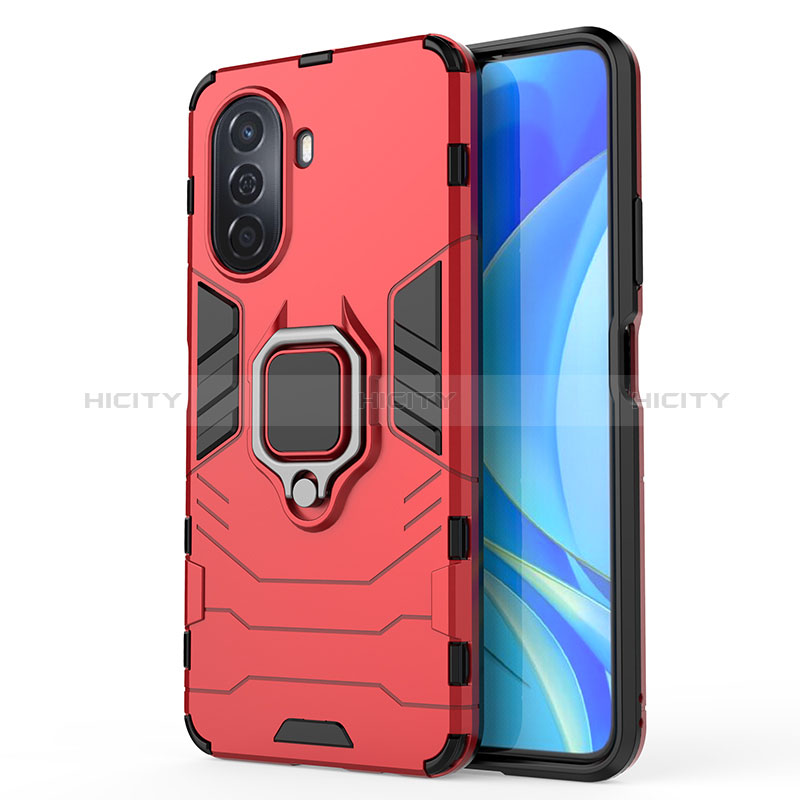 Custodia Silicone e Plastica Opaca Cover con Magnetico Anello Supporto KC1 per Huawei Nova Y70