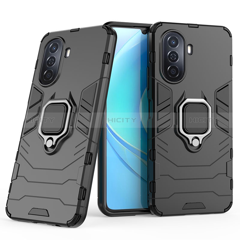 Custodia Silicone e Plastica Opaca Cover con Magnetico Anello Supporto KC1 per Huawei Nova Y70