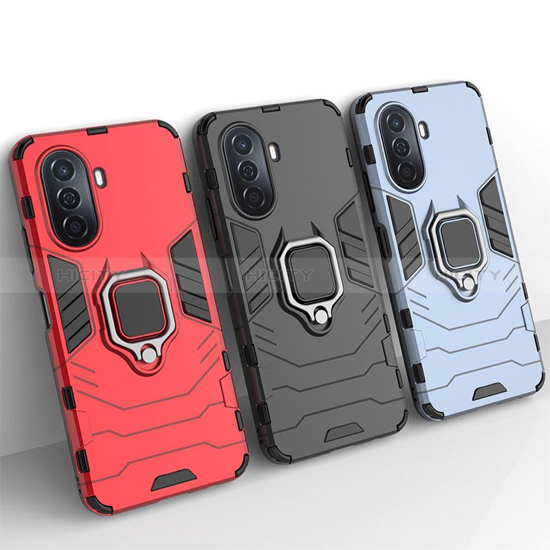 Custodia Silicone e Plastica Opaca Cover con Magnetico Anello Supporto KC1 per Huawei Nova Y70