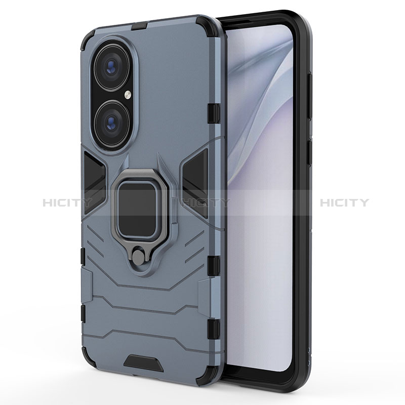 Custodia Silicone e Plastica Opaca Cover con Magnetico Anello Supporto KC1 per Huawei P50 Pro