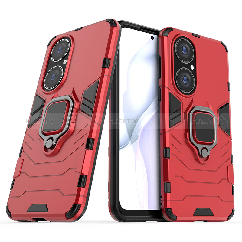 Custodia Silicone e Plastica Opaca Cover con Magnetico Anello Supporto KC1 per Huawei P50 Pro