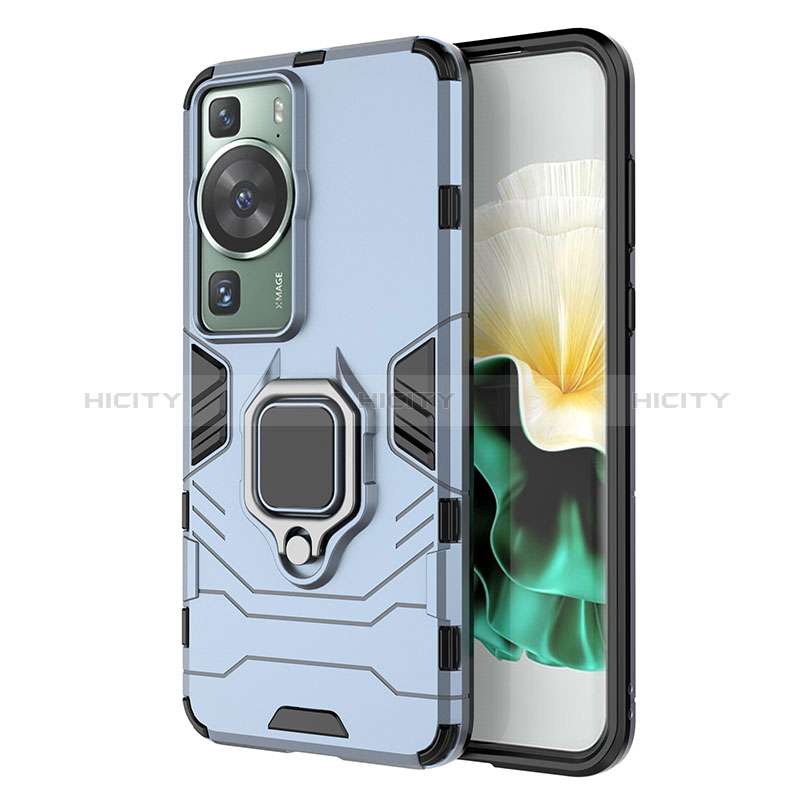 Custodia Silicone e Plastica Opaca Cover con Magnetico Anello Supporto KC1 per Huawei P60