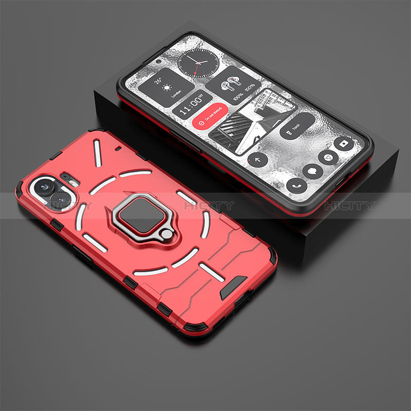 Custodia Silicone e Plastica Opaca Cover con Magnetico Anello Supporto KC1 per Nothing Phone 2