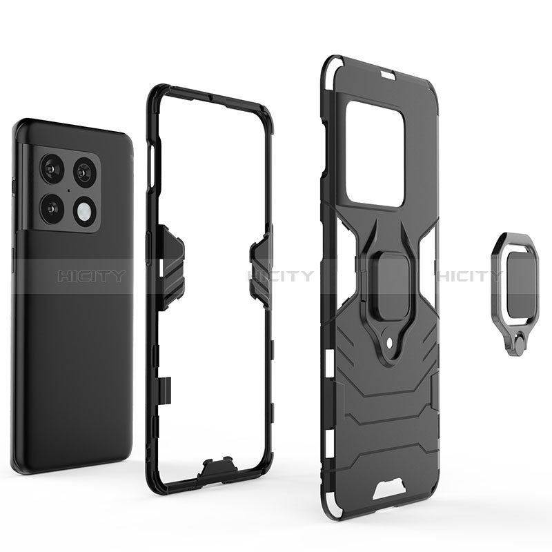 Custodia Silicone e Plastica Opaca Cover con Magnetico Anello Supporto KC1 per OnePlus 10 Pro 5G