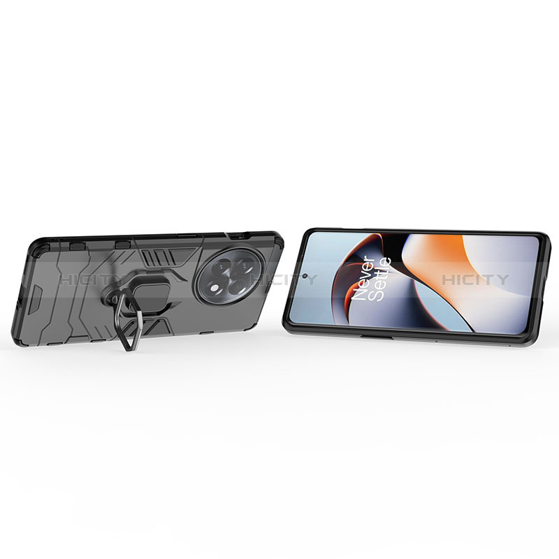 Custodia Silicone e Plastica Opaca Cover con Magnetico Anello Supporto KC1 per OnePlus 11R 5G