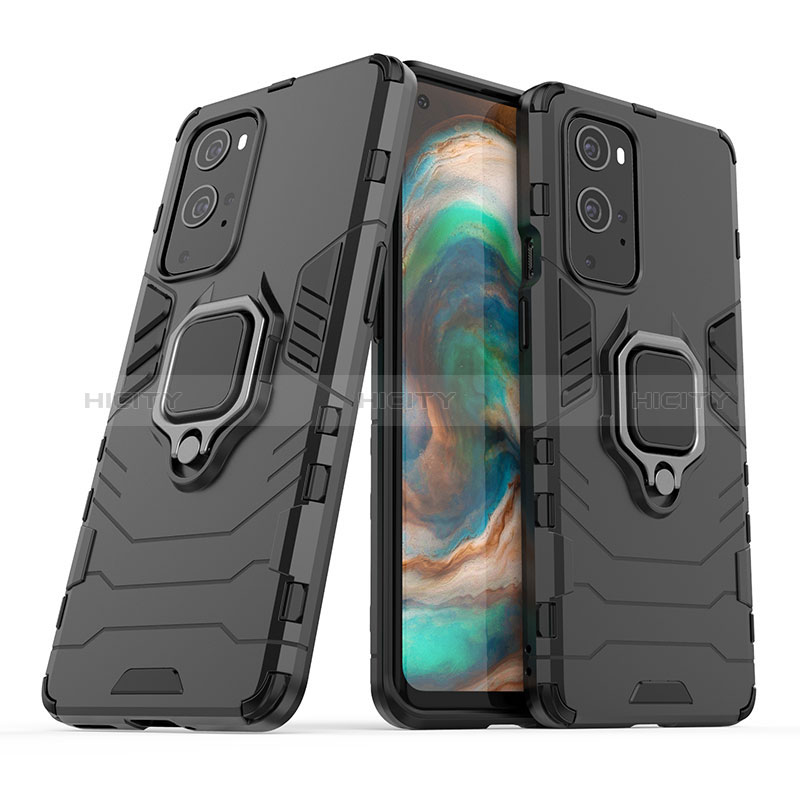 Custodia Silicone e Plastica Opaca Cover con Magnetico Anello Supporto KC1 per OnePlus 9 Pro 5G