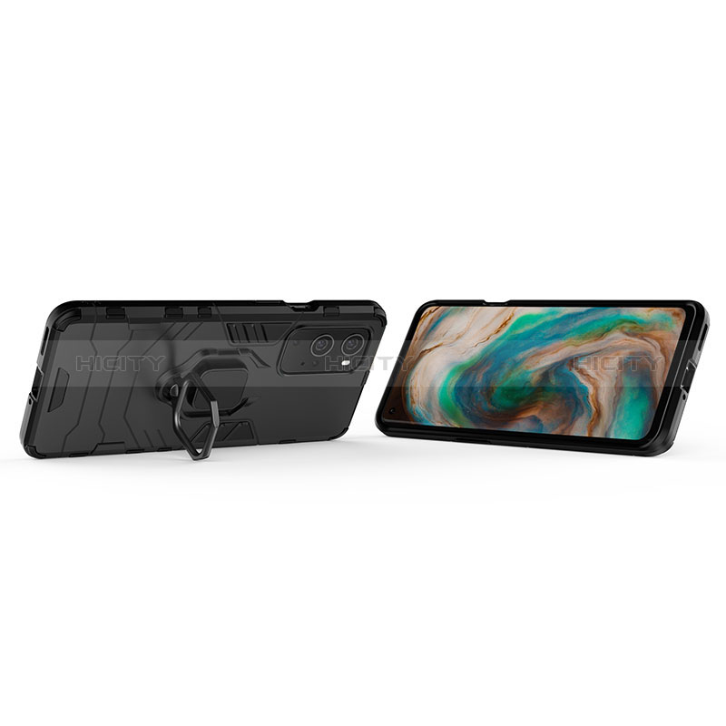 Custodia Silicone e Plastica Opaca Cover con Magnetico Anello Supporto KC1 per OnePlus 9 Pro 5G