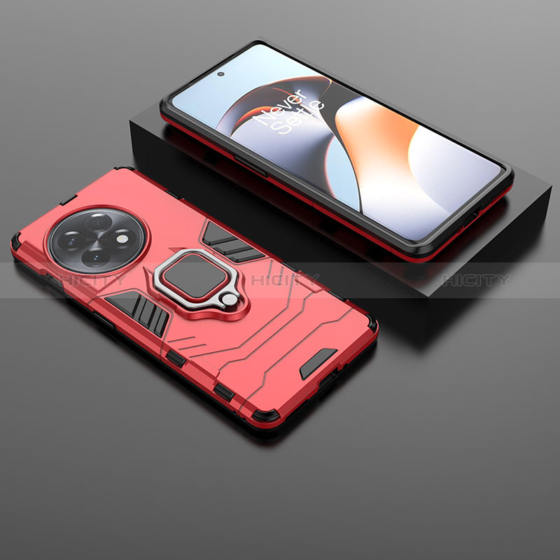 Custodia Silicone e Plastica Opaca Cover con Magnetico Anello Supporto KC1 per OnePlus Ace 2 5G Rosso