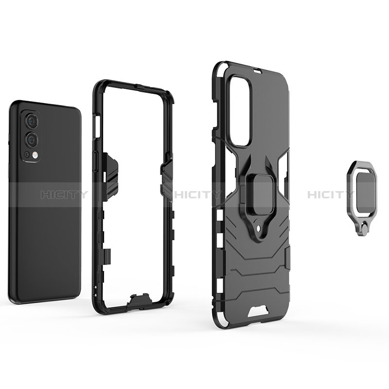 Custodia Silicone e Plastica Opaca Cover con Magnetico Anello Supporto KC1 per OnePlus Nord 2 5G