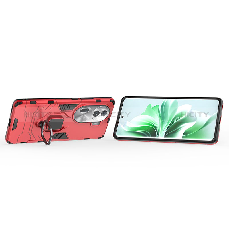 Custodia Silicone e Plastica Opaca Cover con Magnetico Anello Supporto KC1 per Oppo Reno11 Pro 5G