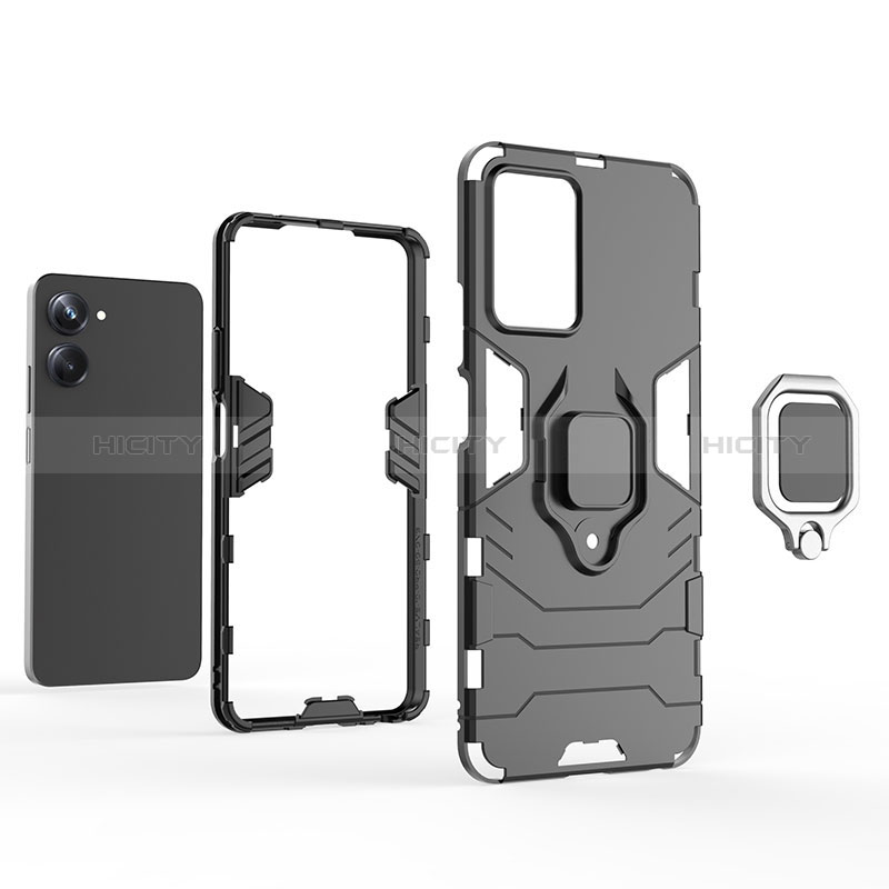 Custodia Silicone e Plastica Opaca Cover con Magnetico Anello Supporto KC1 per Realme 10 Pro 5G