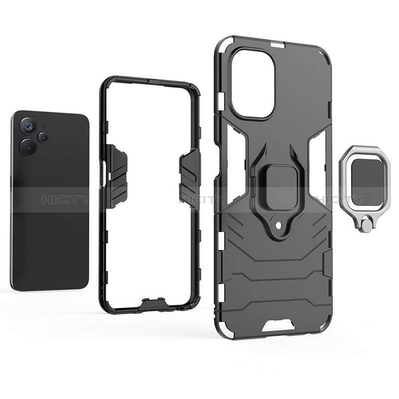 Custodia Silicone e Plastica Opaca Cover con Magnetico Anello Supporto KC1 per Realme 10T 5G