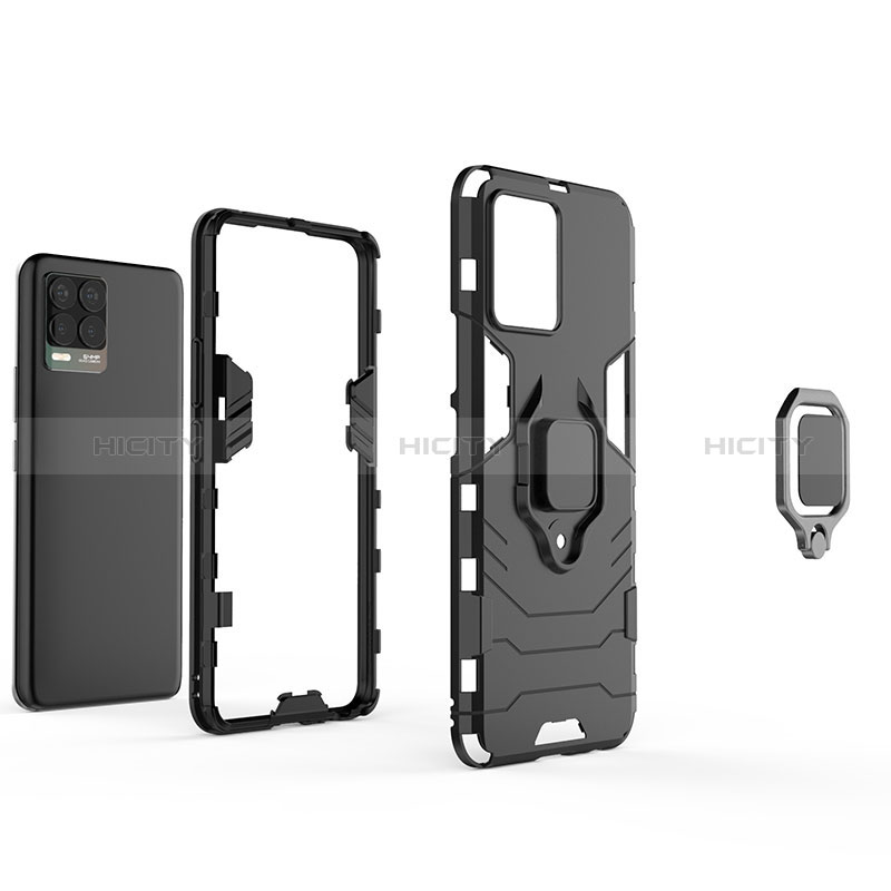 Custodia Silicone e Plastica Opaca Cover con Magnetico Anello Supporto KC1 per Realme 8 Pro