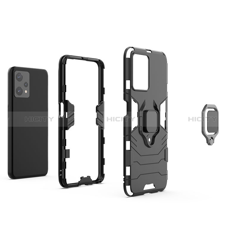 Custodia Silicone e Plastica Opaca Cover con Magnetico Anello Supporto KC1 per Realme 9 Pro 5G