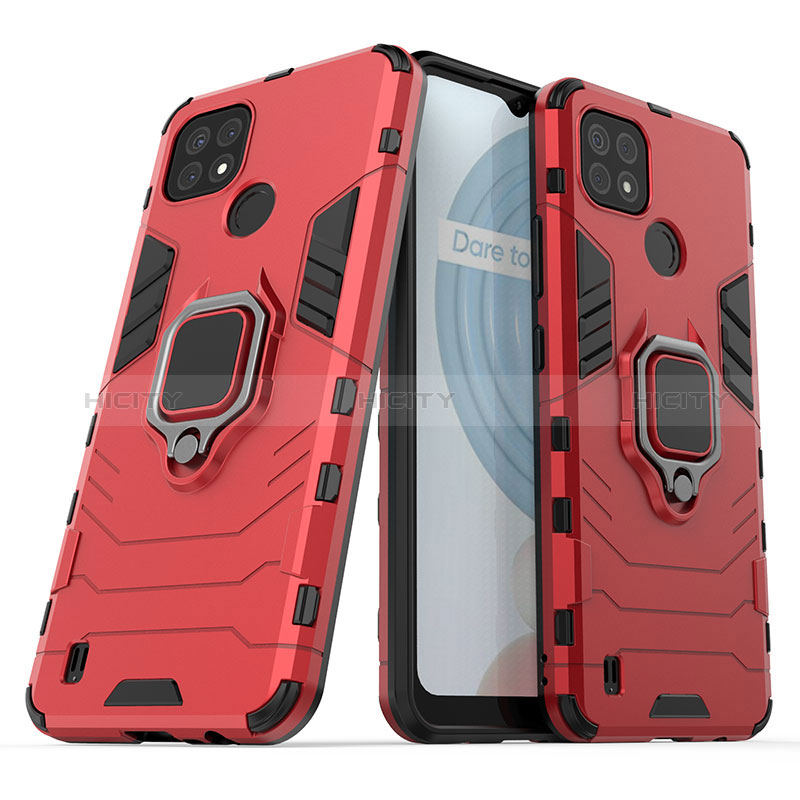 Custodia Silicone e Plastica Opaca Cover con Magnetico Anello Supporto KC1 per Realme C21