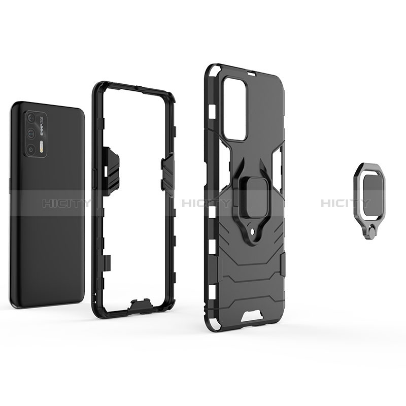 Custodia Silicone e Plastica Opaca Cover con Magnetico Anello Supporto KC1 per Realme GT 5G