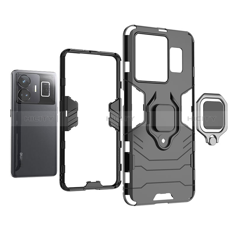 Custodia Silicone e Plastica Opaca Cover con Magnetico Anello Supporto KC1 per Realme GT Neo6 5G