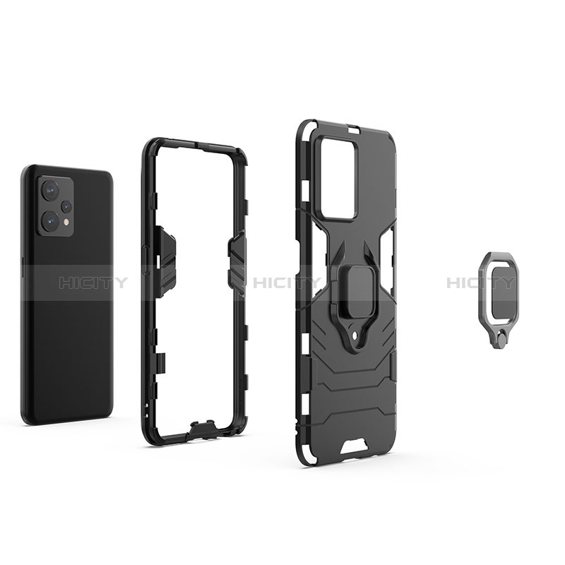 Custodia Silicone e Plastica Opaca Cover con Magnetico Anello Supporto KC1 per Realme Narzo 50 Pro 5G