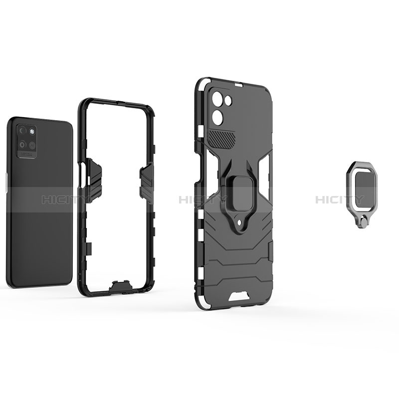 Custodia Silicone e Plastica Opaca Cover con Magnetico Anello Supporto KC1 per Realme V11 5G