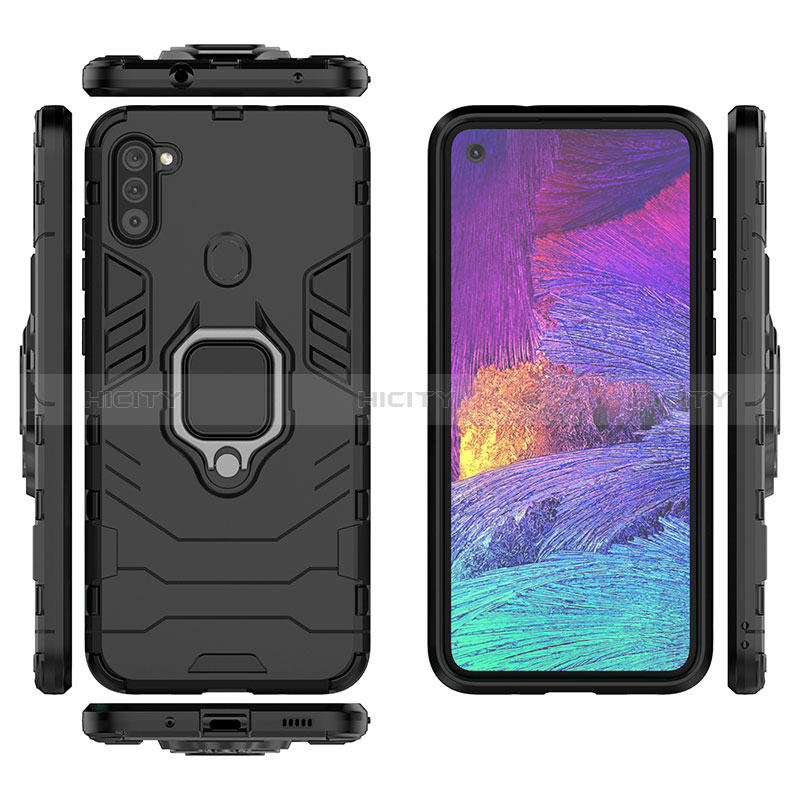 Custodia Silicone e Plastica Opaca Cover con Magnetico Anello Supporto KC1 per Samsung Galaxy A11