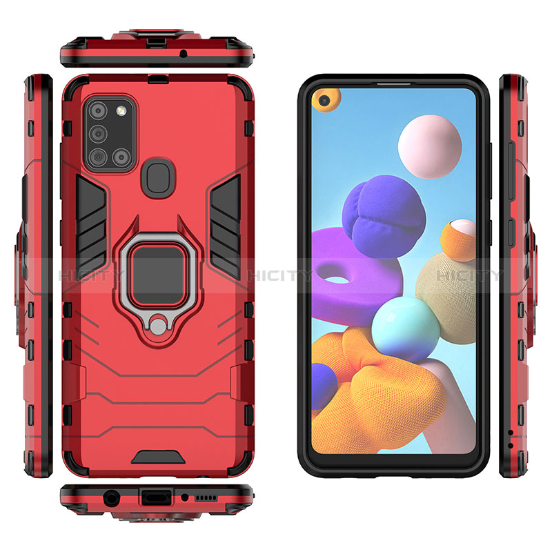 Custodia Silicone e Plastica Opaca Cover con Magnetico Anello Supporto KC1 per Samsung Galaxy A21s