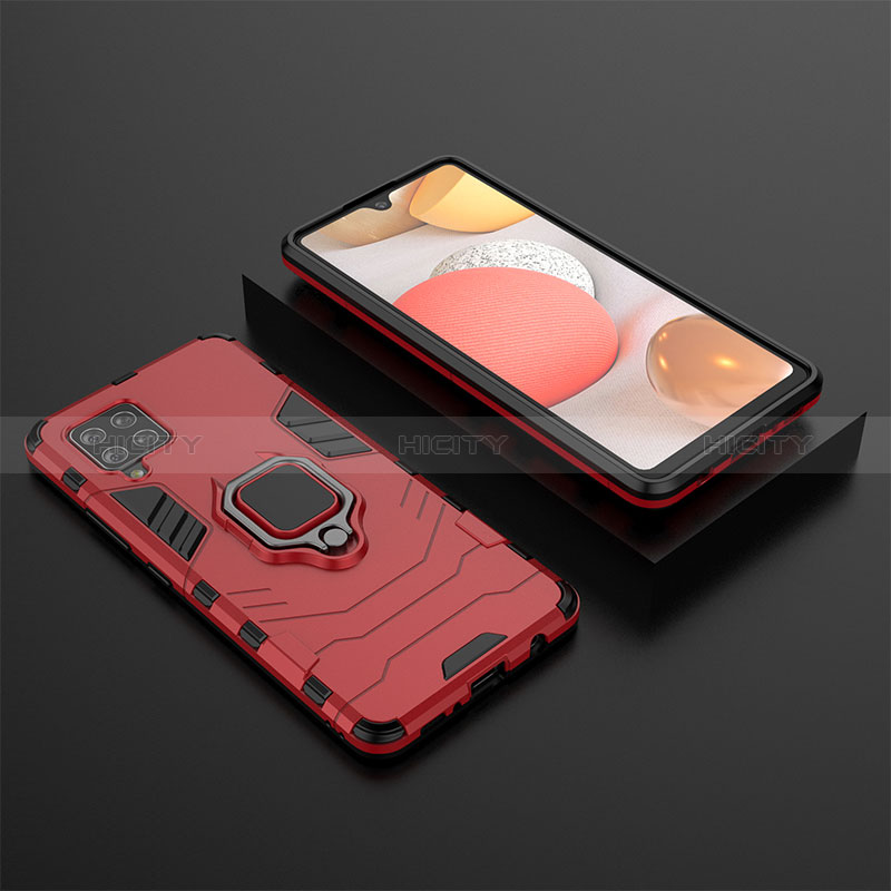 Custodia Silicone e Plastica Opaca Cover con Magnetico Anello Supporto KC1 per Samsung Galaxy A42 5G Rosso