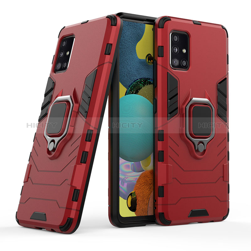 Custodia Silicone e Plastica Opaca Cover con Magnetico Anello Supporto KC1 per Samsung Galaxy A51 4G