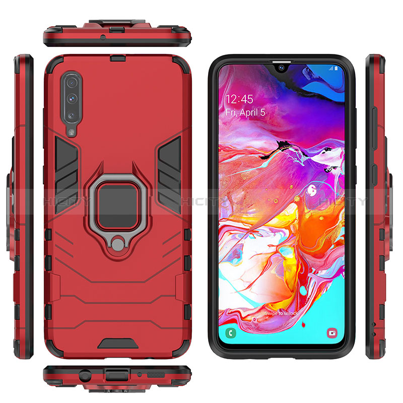 Custodia Silicone e Plastica Opaca Cover con Magnetico Anello Supporto KC1 per Samsung Galaxy A70