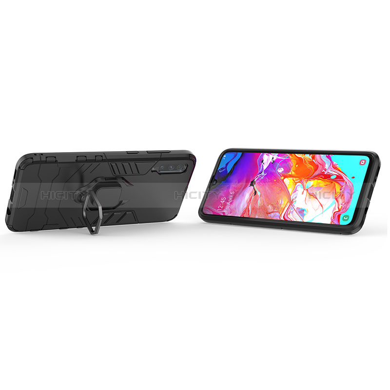 Custodia Silicone e Plastica Opaca Cover con Magnetico Anello Supporto KC1 per Samsung Galaxy A70