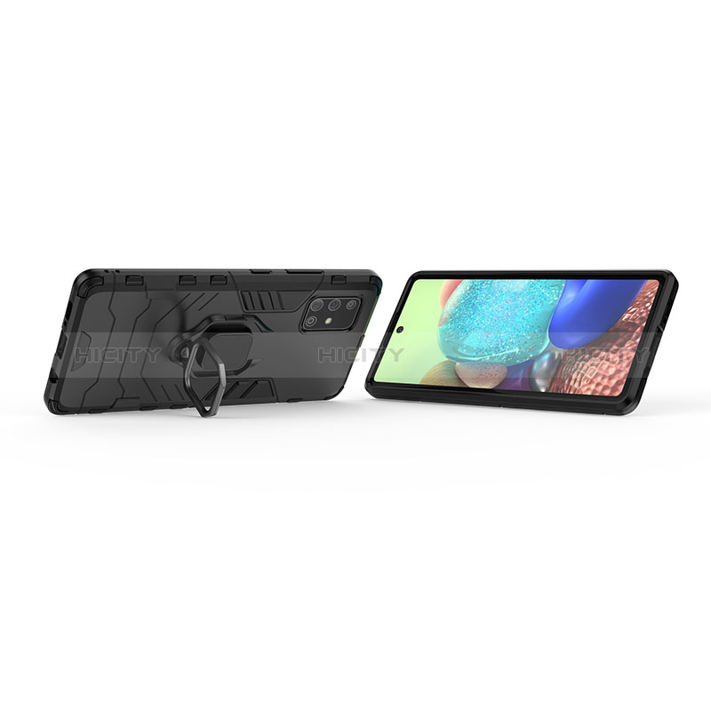 Custodia Silicone e Plastica Opaca Cover con Magnetico Anello Supporto KC1 per Samsung Galaxy A71 4G A715