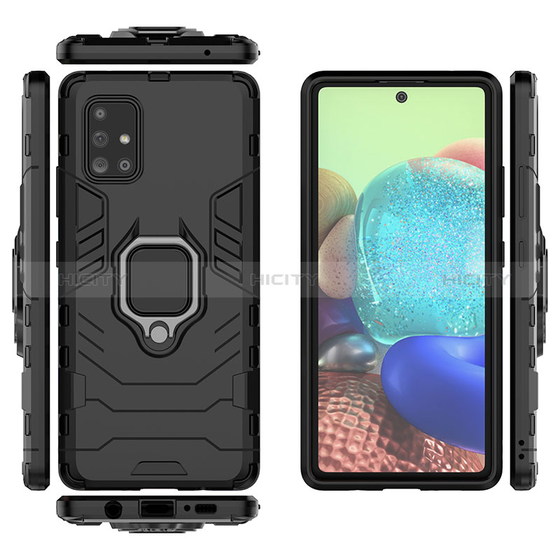 Custodia Silicone e Plastica Opaca Cover con Magnetico Anello Supporto KC1 per Samsung Galaxy A71 4G A715