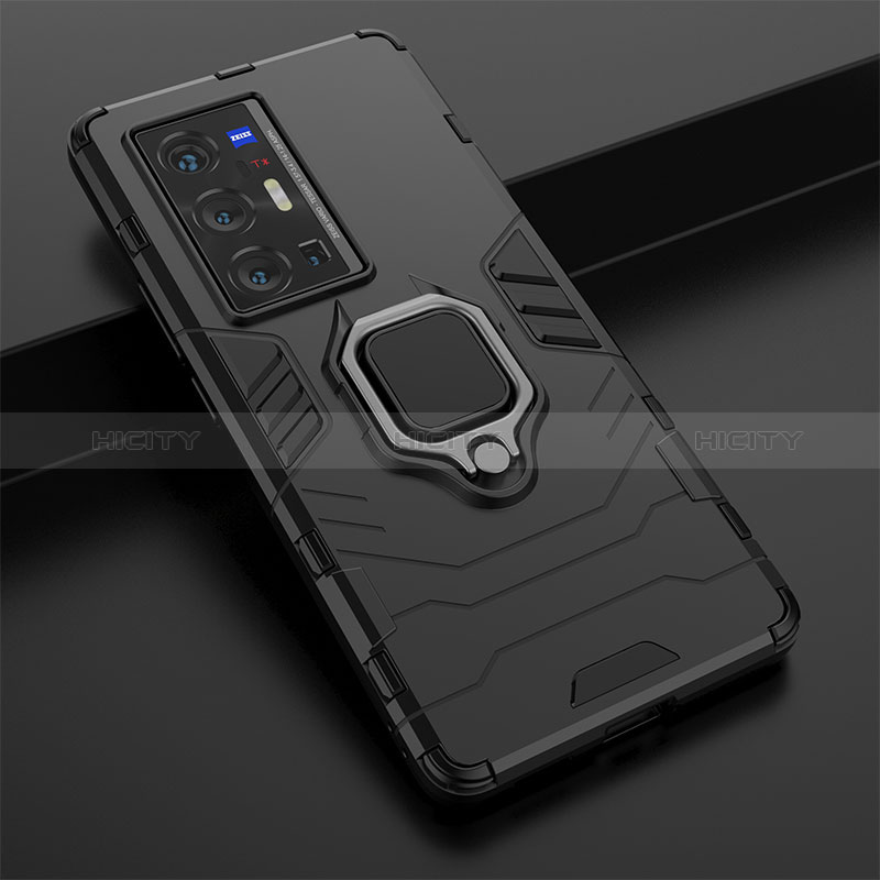 Custodia Silicone e Plastica Opaca Cover con Magnetico Anello Supporto KC1 per Vivo X70 Pro+ Plus 5G